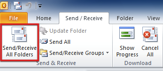 Send and receive in Outlook 2010